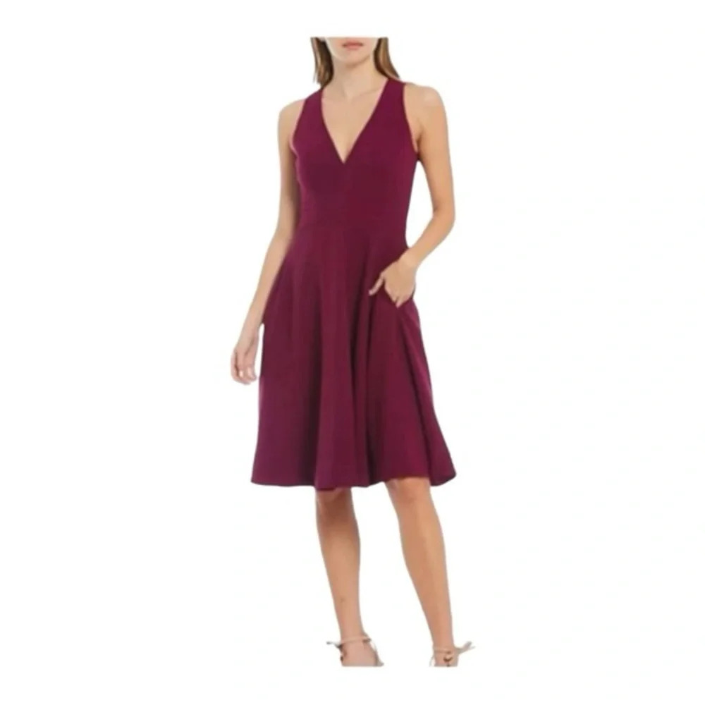 Dress the Population Catalina NWT Burgundy Crepe Midi Dress XXS